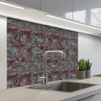 KitchenYeah Keuken achterwand 100x80 cm - Spatscherm zelfklevend Roest - Blauwe - Rode - Vlekken - Muurbeschermer - Spatwand fornuis
