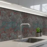 KitchenYeah Keuken achterwand 300x80 cm - Spatscherm zelfklevend Blauw - Grijs - Roest print - Patroon - Muurbeschermer - Spatwand fornuis
