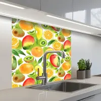 KitchenYeah Keuken achterwand 80x80 cm - Spatscherm zelfklevend Kiwi - Sinasappel - Mango - Perzik - Muurbeschermer - Spatwand fornuis