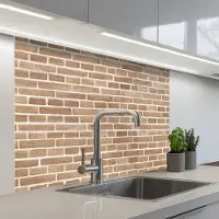 KitchenYeah Keuken achterwand 100x80 cm - Spatscherm zelfklevend Stenen - Bruin - Licht - Patroon - Muurbeschermer - Spatwand fornuis