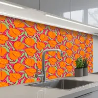 KitchenYeah Keuken achterwand 100x60 cm - Spatscherm zelfklevend Perziken - Oranje - Zomers - Muurbeschermer - Spatwand fornuis