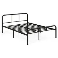 Costway Metalen bedframe voor matrassen van 140 x 190 cm, tweepersoonsbed, metalen platformbed met hoofd- en voeteneinde, platformbed voor zware lasten en lattenbodem, logeerbed, zwart