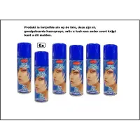 Goodmark 6x Haarverf/haarspray blauw 125 ml - Sky blue- Word bezorgd in doos ivm beschadiging - Festival thema feest carnaval haar kleurspray party