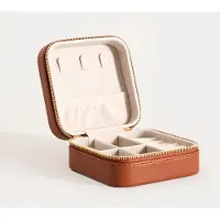 Homla - Jewellery box - RINAS - herringbone stitching - small brown - 10.5x10.5x5 cm