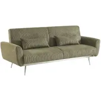Sweeek 2/3 zits slaapbank eucalyptushout, metaal en corduroy Kaki