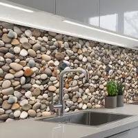 KitchenYeah Keuken achterwand 150x80 cm - Spatscherm zelfklevend Matte - Lichte - Stenen - Muurbeschermer - Spatwand fornuis