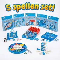 ZD 5-delige Spelletjes Set Pinguïn Blauw – 5 Mini Spelletjes & Educatief Speelgoed – Cadeau of reisspel