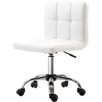 OKWISH Vergaderstoelen - Verstelbare Bureaustoel Zonder Armleuningen - Ergonomisch Draaibaar Met 5 Stil Wieltjes - 51×46×92 cm - Ledervezelstof - Wit