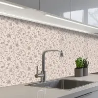 KitchenYeah Keuken achterwand 300x80 cm - Spatscherm zelfklevend Patroon - Bloemen - Paars - Muurbeschermer - Spatwand fornuis