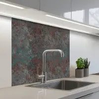 KitchenYeah Keuken achterwand 80x80 cm - Spatscherm zelfklevend Blauw - Grijs - Roest print - Patroon - Muurbeschermer - Spatwand fornuis