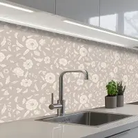 KitchenYeah Keuken achterwand 250x80 cm - Spatscherm zelfklevend Bloemen - Blaadjes - Patroon - Muurbeschermer - Spatwand fornuis
