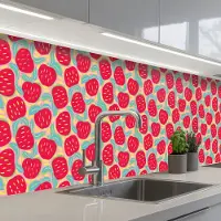 KitchenYeah Keuken achterwand 400x80 cm - Spatscherm zelfklevend Appels - Rood - Stippen - Muurbeschermer - Spatwand fornuis