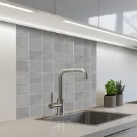 KitchenYeah Keuken achterwand 80x80 cm - Spatscherm zelfklevend Mat - Wand - Tegels - Grijs - Muurbeschermer - Spatwand fornuis