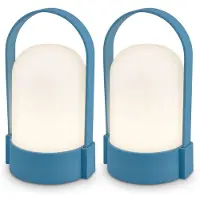 B.K.Licht Asa - Set van 2 Oplaadbare Tafellampen - snoerloze lamp - dimbaar - kampeerlamp - tentlamp - 50 Lm - voor binnen en buiten - 9 x 8 x 15,5 cm - blauw