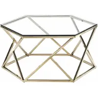 Pascal Morabito Salontafel - Gehard glas en roestvrij staal - Goudkleurig - Keriane -