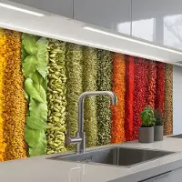 KitchenYeah Keuken achterwand 100x60 cm - Spatscherm zelfklevend Kruiden - Specerijen - Kleurrijk - Muurbeschermer - Spatwand fornuis