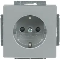 Busch-Jaeger BJ toekomstbestendige, lineaire Schuko-combinatie 20EUCKS-83 met verhoogde montageplaat / aluminiumzilver