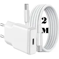 Ntech USB C Adapter 20W snellader met (2m) USB C naar USB C kabel Geschikt voor o.a. telefoon en tablet - Wit