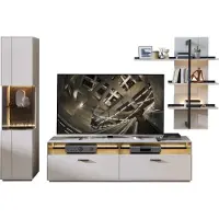 Wohn-Concept Como TV/woonkameroplossing Gelakt hout/graniet steenfineer Sahara crème gelakt