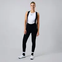Acelera Essential Fietsbroek Lang Dames met Zeem en Bretels - Thermo Lange Wielerbroek - Winter Fietsbroek Lang - Zwart - Maat XS