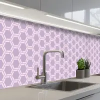 KitchenYeah Keuken achterwand 400x80 cm - Spatscherm zelfklevend Patroon - Roze - Paars - Muurbeschermer - Spatwand fornuis