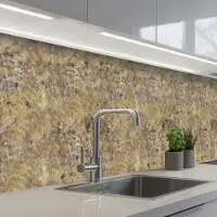 KitchenYeah Keuken achterwand 250x60 cm - Spatscherm zelfklevend Bruin - Wit - Vlekken - Graniet print - Muurbeschermer - Spatwand fornuis
