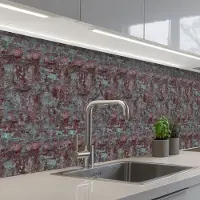KitchenYeah Keuken achterwand 300x60 cm - Spatscherm zelfklevend Roest - Blauwe - Rode - Vlekken - Muurbeschermer - Spatwand fornuis