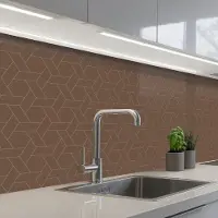 KitchenYeah Keuken achterwand 250x80 cm - Spatscherm zelfklevend Bruin - Roze - Patroon - Muurbeschermer - Spatwand fornuis