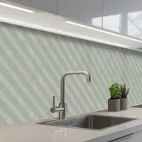 KitchenYeah Keuken achterwand 400x80 cm - Spatscherm zelfklevend Grijs - Groen - Strepen - Muurbeschermer - Spatwand fornuis
