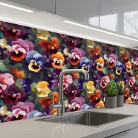 KitchenYeah Keuken achterwand 250x80 cm - Spatscherm zelfklevend Viooltjes - Kleuren - Bloemblaadjes - Muurbeschermer - Spatwand fornuis