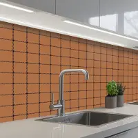 KitchenYeah Keuken achterwand 150x80 cm - Spatscherm zelfklevend Plaid - Patroon - Vierkant - Bruin - Muurbeschermer - Spatwand fornuis