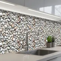 KitchenYeah Keuken achterwand 300x60 cm - Spatscherm zelfklevend Zomer - Lichte - Kiezels - Muurbeschermer - Spatwand fornuis