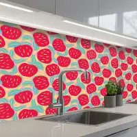 KitchenYeah Keuken achterwand 150x80 cm - Spatscherm zelfklevend Appels - Rood - Stippen - Muurbeschermer - Spatwand fornuis