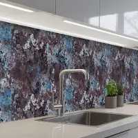 KitchenYeah Keuken achterwand 400x60 cm - Spatscherm zelfklevend Roest - Blauw - Bruin - Vlekken - Muurbeschermer - Spatwand fornuis