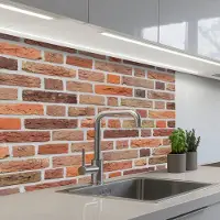 KitchenYeah Keuken achterwand 80x60 cm - Spatscherm zelfklevend Bakstenen - Aardetinten - Muur - Rustiek - Muurbeschermer - Spatwand fornuis