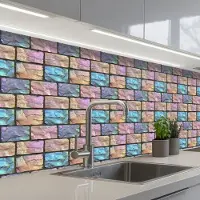 KitchenYeah Keuken achterwand 200x80 cm - Spatscherm zelfklevend Parelmoerig - Bakstenen - Muur - Muurbeschermer - Spatwand fornuis