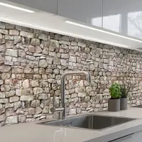 KitchenYeah Keuken achterwand 400x80 cm - Spatscherm zelfklevend Ruw - Stenen - Muur - Natuurstenen - Muurbeschermer - Spatwand fornuis