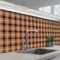 KitchenYeah Keuken achterwand 250x60 cm - Spatscherm zelfklevend Plaid - Patroon - Vierkant - Bruin - Muurbeschermer - Spatwand fornuis