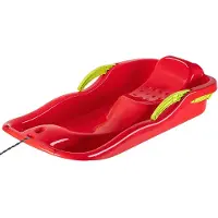 Kadax Sneeuwbob Kunststof slee, 85 x 40 x 18 cm, sneeuwglijbaan met remmen, kinderslee van kunststof, moderne stuurslee, rodelslee, sneeuwbob (rood)