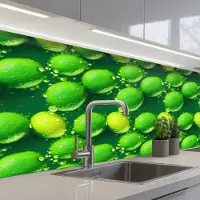 KitchenYeah Keuken achterwand 150x60 cm - Spatscherm zelfklevend Limoen - Groen - Water - Muurbeschermer - Spatwand fornuis
