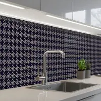 KitchenYeah Keuken achterwand 500x60 cm - Spatscherm zelfklevend Plaid - Patroon - Ruit - Blauw - Muurbeschermer - Spatwand fornuis
