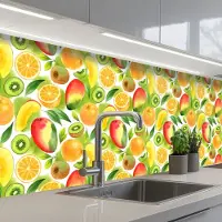 KitchenYeah Keuken achterwand 300x80 cm - Spatscherm zelfklevend Kiwi - Sinasappel - Mango - Perzik - Muurbeschermer - Spatwand fornuis