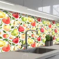 KitchenYeah Keuken achterwand 200x80 cm - Spatscherm zelfklevend Patroon - Appels - Peren - Muurbeschermer - Spatwand fornuis
