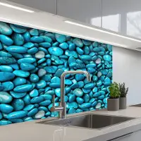 KitchenYeah Keuken achterwand 80x60 cm - Spatscherm zelfklevend Glanzende - Blauwe - Stenen - Muurbeschermer - Spatwand fornuis