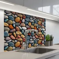 KitchenYeah Keuken achterwand 100x80 cm - Spatscherm zelfklevend Pastel - Matte - Kiezels - Muurbeschermer - Spatwand fornuis