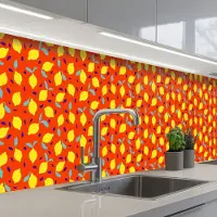 KitchenYeah Keuken achterwand 400x80 cm - Spatscherm zelfklevend Oranje - Citroen - Geel - Blauw - Muurbeschermer - Spatwand fornuis