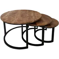 LivingFurn Carmen salontafels mangohout - set van 3