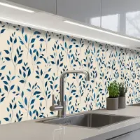 KitchenYeah Keuken achterwand 300x60 cm - Spatscherm zelfklevend Patroon - Blauw- Beige - Muurbeschermer - Spatwand fornuis