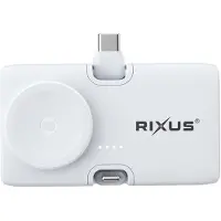 Rixus Mini Click-On 3 In 1 Powerbank 4500mAh - White - RXPB13 - For Smartphones, Tables & Smartwatches