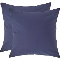 Homescapes Kussensloop 40x40 cm Set van 2 – Marineblauw – 100% Egyptisch Perkal Katoen – 200 TC